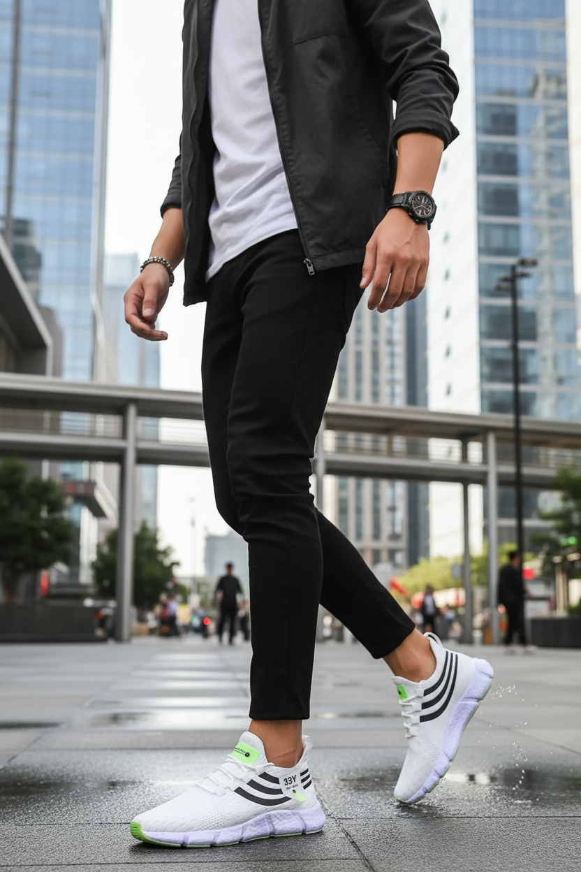 Person walking in white sneakers